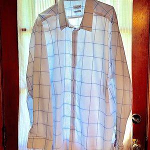 Men’s Big and Tall Calvin Klein Windowpane Infinite Non-Iron Dress Shirt